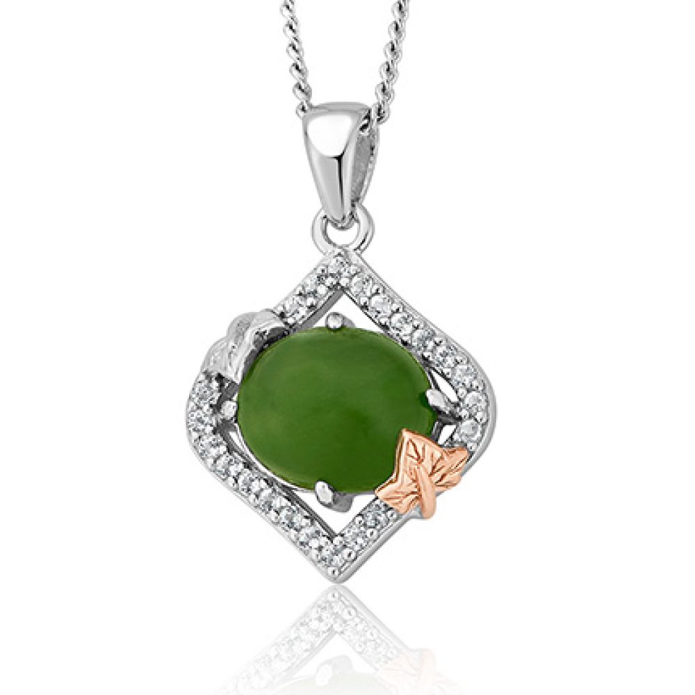 Ivy-Leaf-Green-Jasper-and-White-Topaz-Pendant